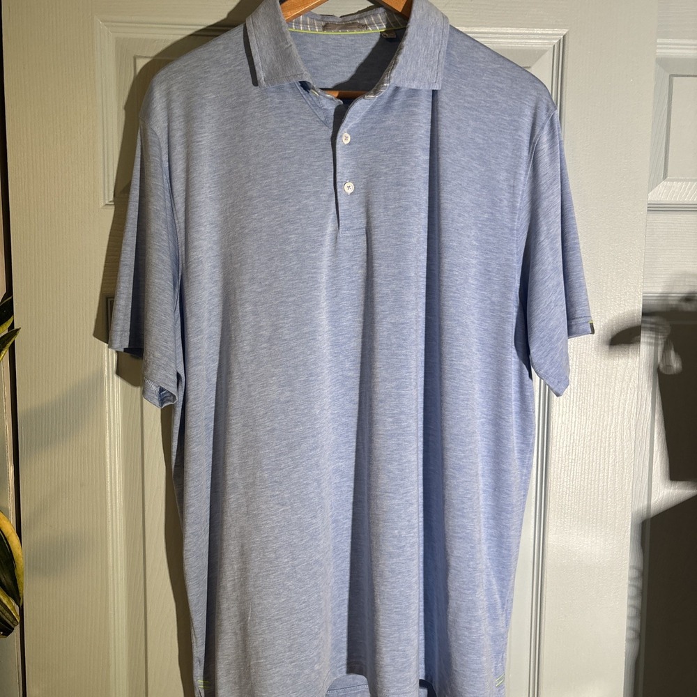 TASC Performance Men's Size X-Large XL‎ Blue Stretchy S/S 3 Button Polo Shirt